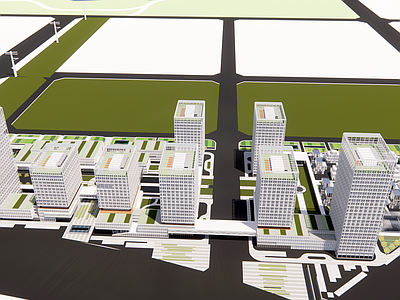 现代产业园 智慧园 科技园 创新园 办公园 写字楼 高层办公楼 企业总部 方形 空中绿化