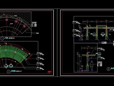 景观弧形廊架子 施工图