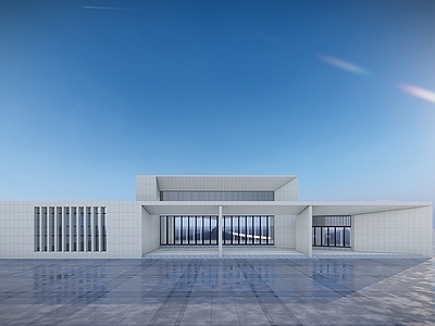 现代售楼处建筑 办公 服务中心 接待中心 方形