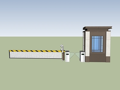 现代居住区入口岗亭 道闸