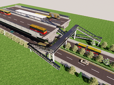 现代道路 城市公路 交通公路 巴士 城市新快线 公交车站