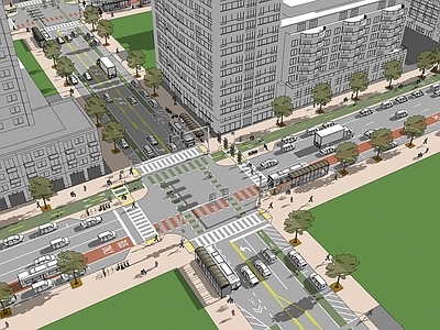 现代道路 城市交通 城市 城市模拟 交通站台
