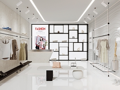 现代服装店 女装店 服装 中岛 展示柜