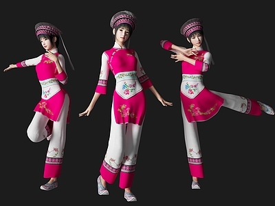 现代苗族美女人物 舞蹈美女 苗族女孩 少数民族