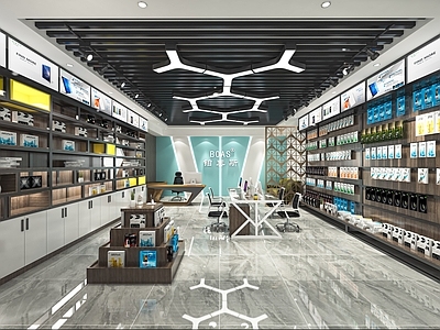 现代手机配件店 手机维修店 手机配件 吧台 展示柜