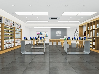 现代手机店 华为手机体验店 数码店 手机配件店 展示柜 中岛