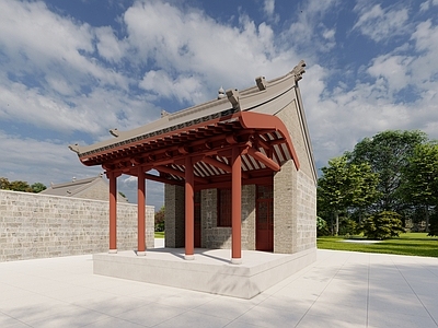 中式古建筑 寺庙 戏台
