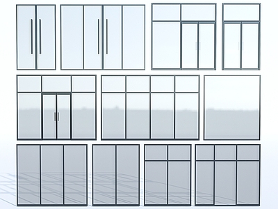 现代窗户组合 玻璃组合 落地玻璃 玻璃 玻璃 办公 玻璃推拉