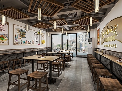 新中式米粉店 面馆 餐饮小吃店 快餐厅 粉面店 早餐店 卡座 餐桌椅