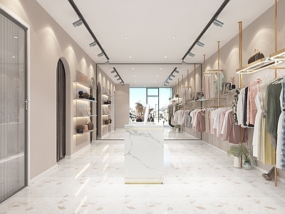 现代服装店 中岛 衣服 模特