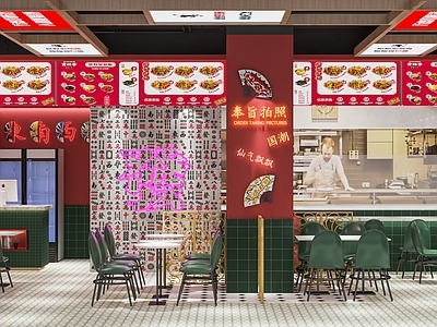 港式快餐店 明档 餐饮小吃店 炒粉店 卡座 餐桌椅 收银台