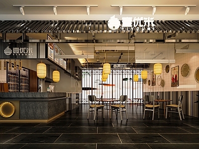 新中式米粉店 面馆 餐饮小吃店 快餐店 粉面店 早餐店 卡座 餐桌椅