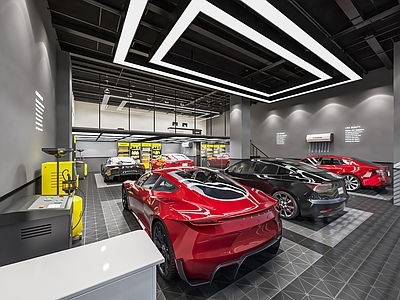 现代汽车4S店 汽车维修车间 洗车店 展厅 汽车维修店 汽车维修工具