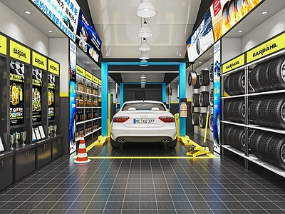 现代汽车维修店 汽车美容 维修 洗车店 修理店 轮胎 汽车维修工具