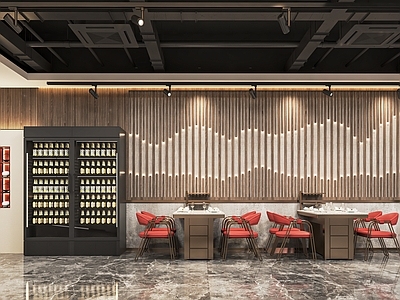 现代火锅店 快餐店 小吃店 吧台点餐台 餐桌椅 收银台