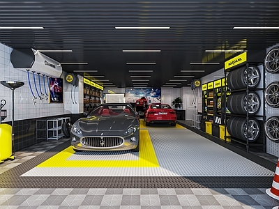 现代汽车维修店 美容 维修 洗车店 修理店 轮胎 维修工具