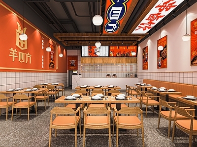 现代快餐店 明档 餐饮小吃店 炒粉店 卡座 餐桌椅 收银台