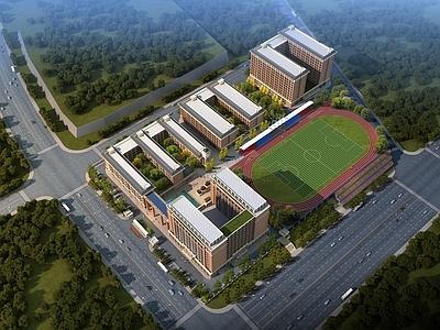 学校概念方案施工图效果图