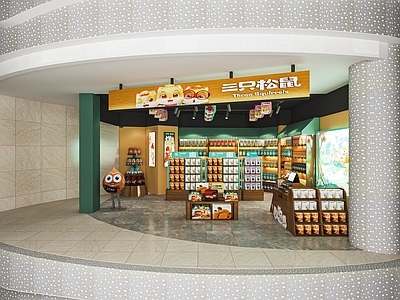 现代零食店 货架 收银台 零食高柜 中岛柜