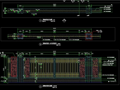 五种小区围墙经典设计样式施工图 景观小品
