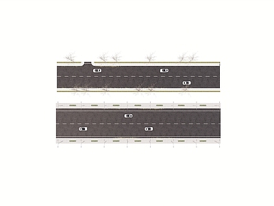 现代城市道路 行道树 人行道 路灯 红绿灯
