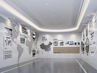 现代展厅 商业展厅 文化展厅 企业展厅 文化墙 宣传栏 展示墙 地图