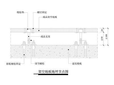 防腐木钢架地台地板地坪节点大样图