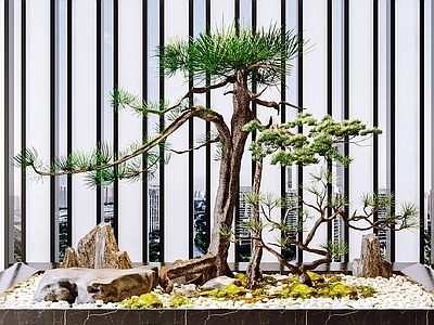 新中式松树景观小品