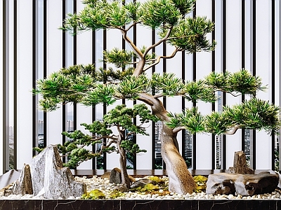 新中式松树景观小品