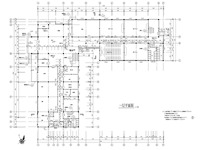 四层V型图书馆建筑设计图施工图