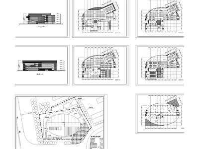 五层学校图书馆建筑设计平立面图施工图