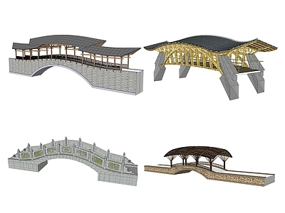 中式景观桥 拱桥 廊桥 连廊 风雨桥 木材