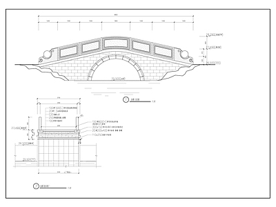 石拱桥节点施工图 景观小品