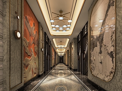 新中式KTV过道 夜店KTV走廊过道 包厢 牌 过道