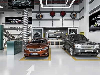 工业风汽车维修店 美容中心 汽车维修车间 洗车店 汽车4S店