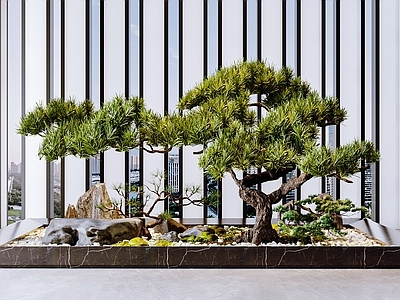 新中式松树景观小品