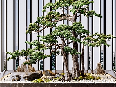 新中式松树景观小品
