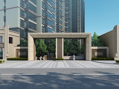 新中式住宅小区大门 小区入口