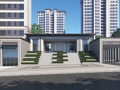 新中式住宅小区入口大门
