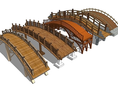 中式景观桥 木拱桥 木桥 木材