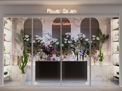 现代花店橱窗 鲜花橱 花架 鲜花