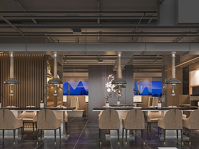 现代烧烤店 烤肉店 餐馆 餐厅 堂食 卡座 餐桌椅 墙面装饰 点餐台
