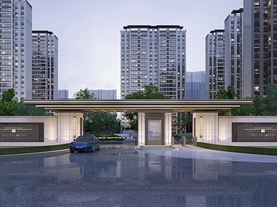 新中式住宅小区大门 小区入口