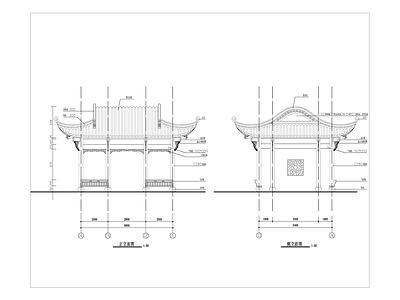 水榭古亭建筑施工图