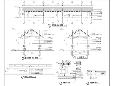 弧形廊架节点施工图