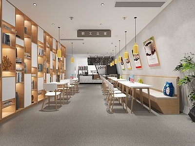 现代奶茶店 单层 收银