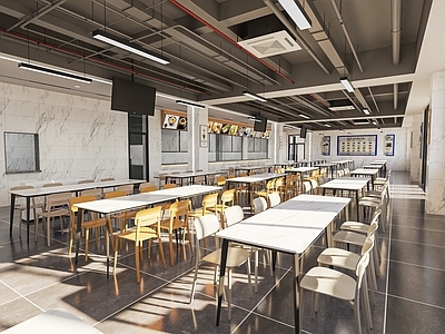现代食堂 员工餐厅 大学食堂 公共餐厅 学生食堂 打饭窗口 餐桌椅