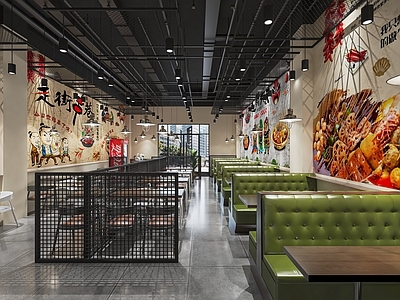 现代烧烤店 烤肉店 餐饮小吃店 快餐店 堂食 卡座 椅 装饰