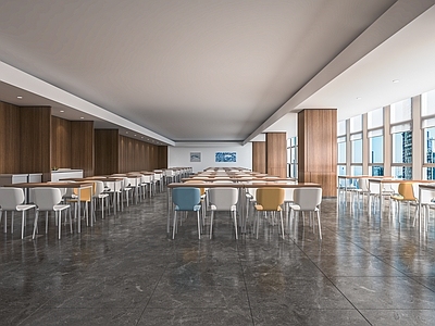 现代员工餐厅 学生食堂 大学食堂 公共餐厅 打饭窗口 餐桌椅