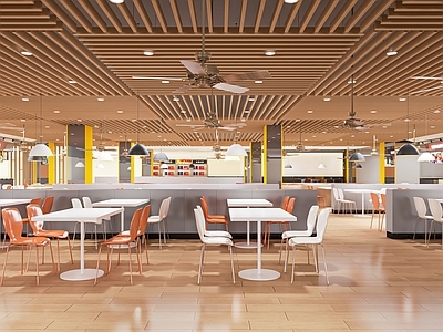 现代员工餐厅 学生食堂 大学食堂 公共餐厅 打饭窗口 餐桌椅